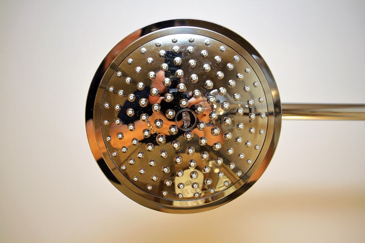 A round chrome shower head